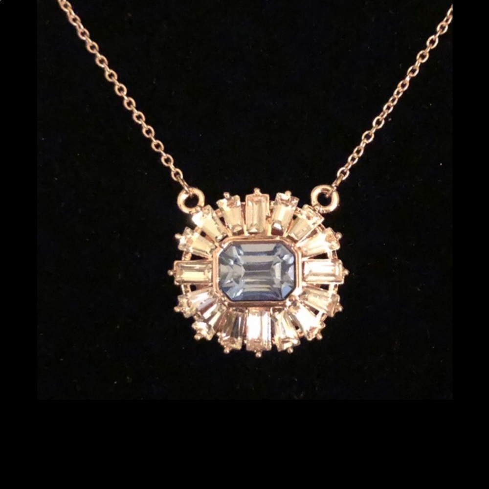 Rose Gold Crystal Baguette Necklace
